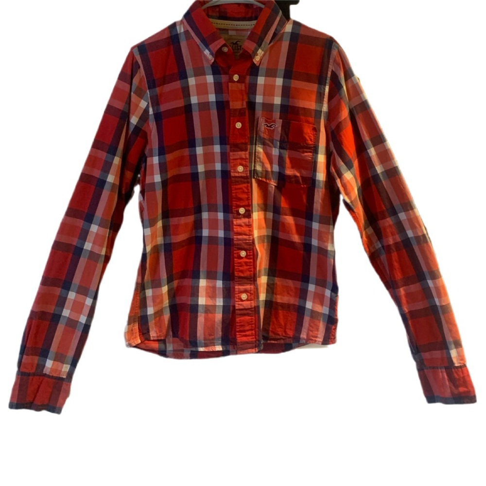 Pre Owned Men’s Hollister Plaid Long Sleeve Button Up Shirt Sz Lg Classic Style